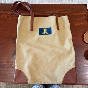 University of Rochester canvas leather tote bag